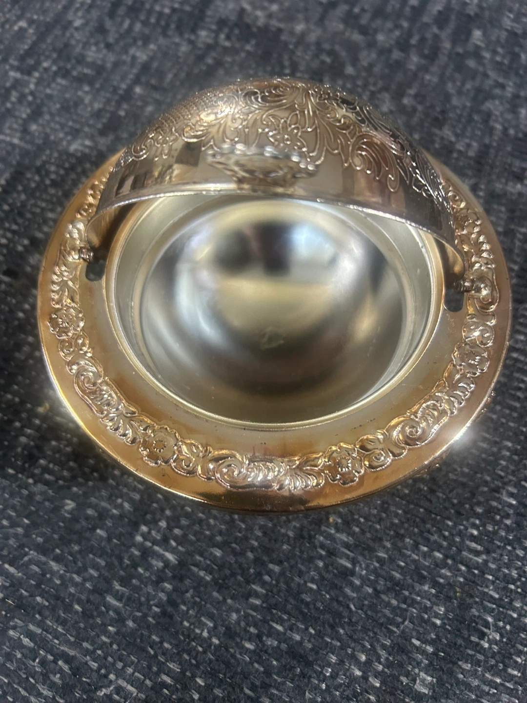 Ornate Silver Candy Dish with Handle