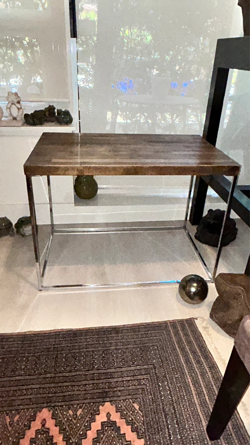 Wood Top Side Table with Metal Frame - photo 4