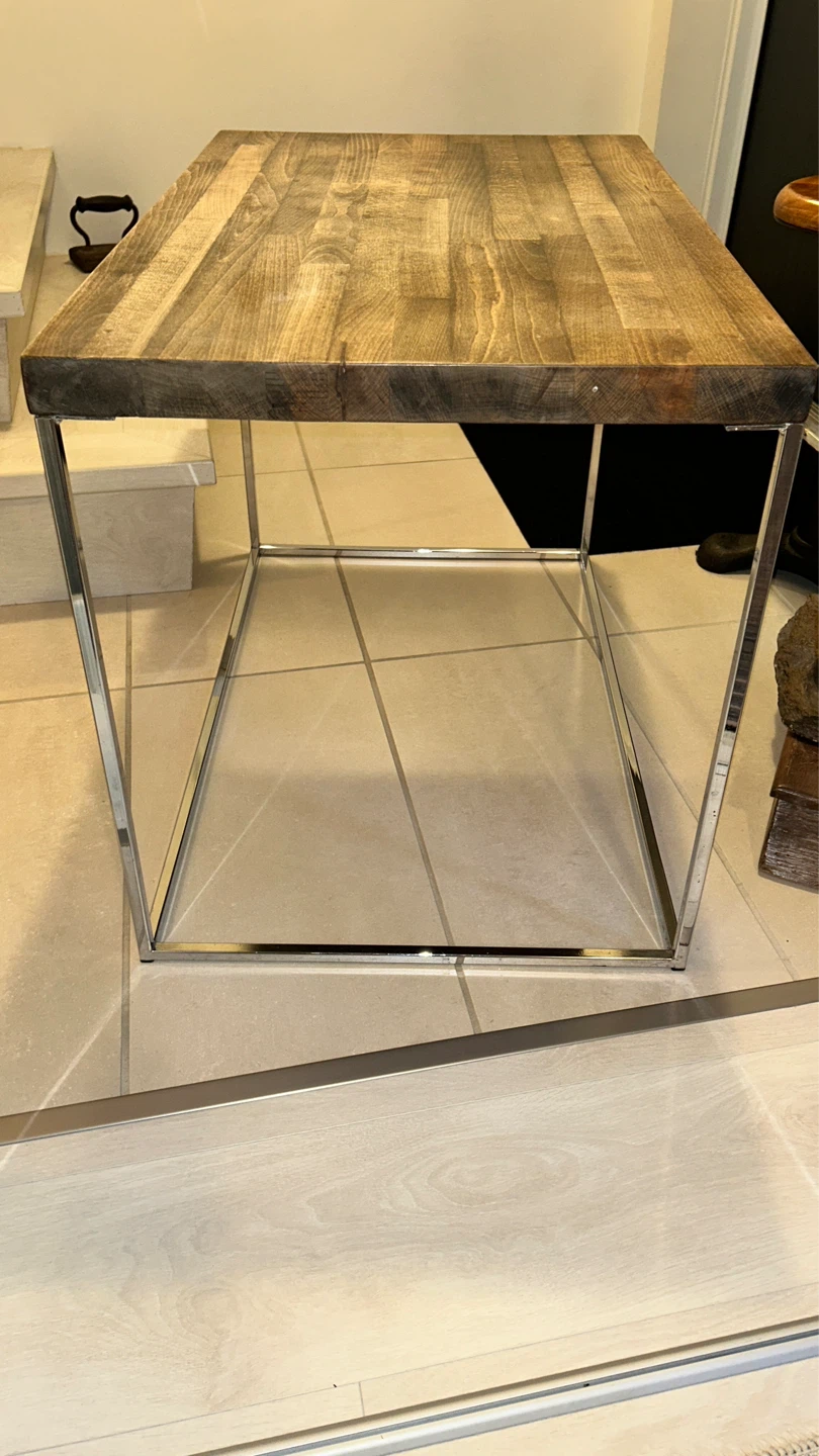 Wood Top Side Table with Metal Frame - photo 5