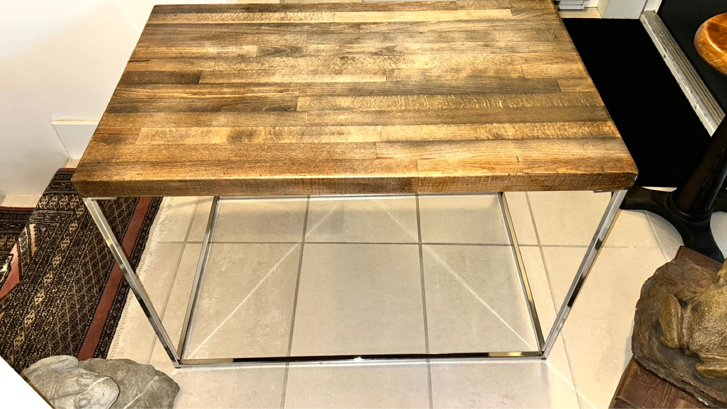 Wood Top Side Table with Metal Frame