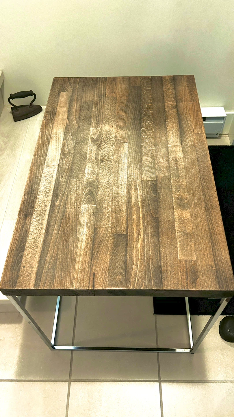 Wood Top Side Table with Metal Frame - photo 2