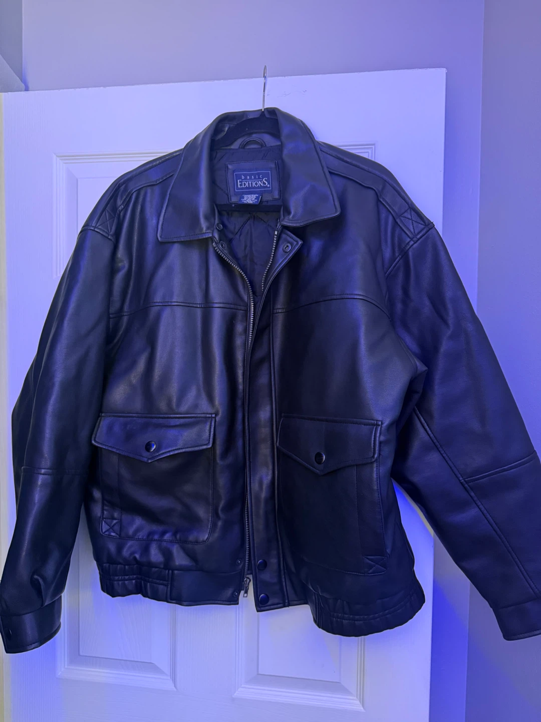 Basic Editions Men's Faux Leather Jacket