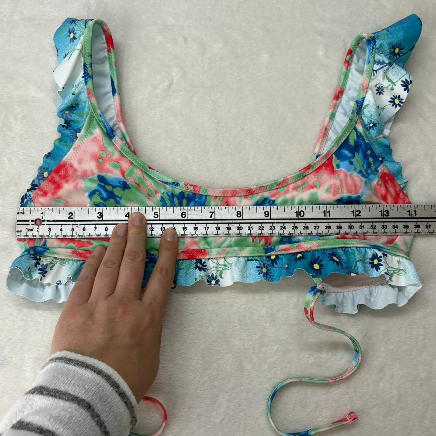Aerie Ruffle Bikini Swimsuit Top Floral Tie Dye Print Size XS - photo 5