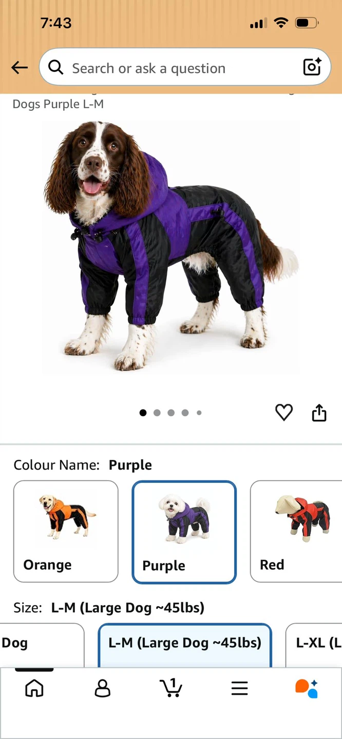 New-Purple and Black Dog Raincoat - Size L-M - photo 2