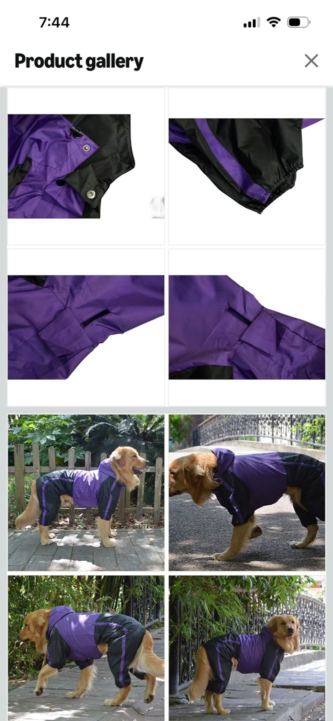 New-Purple and Black Dog Raincoat - Size L-M - photo 3