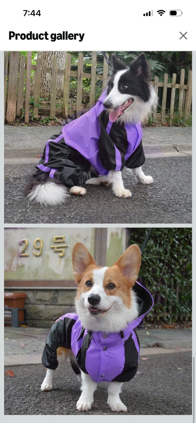 New-Purple and Black Dog Raincoat - Size L-M