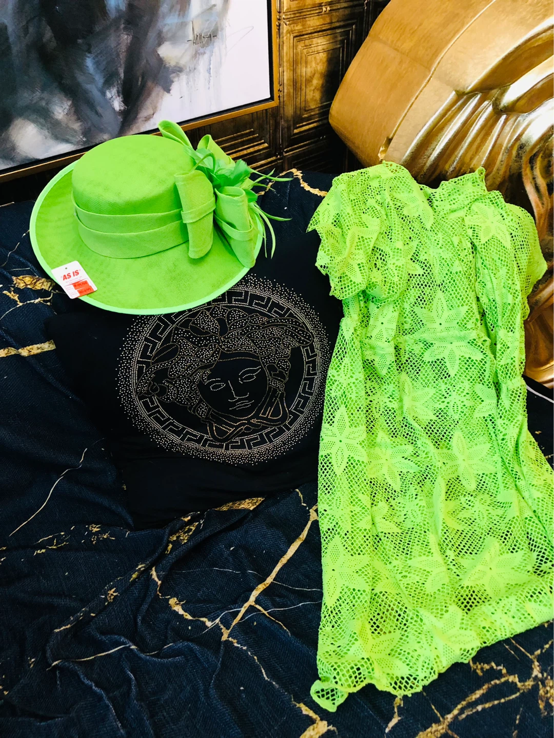 Monaco style Lime Green Fascinator Hat with Flowers - photo 2