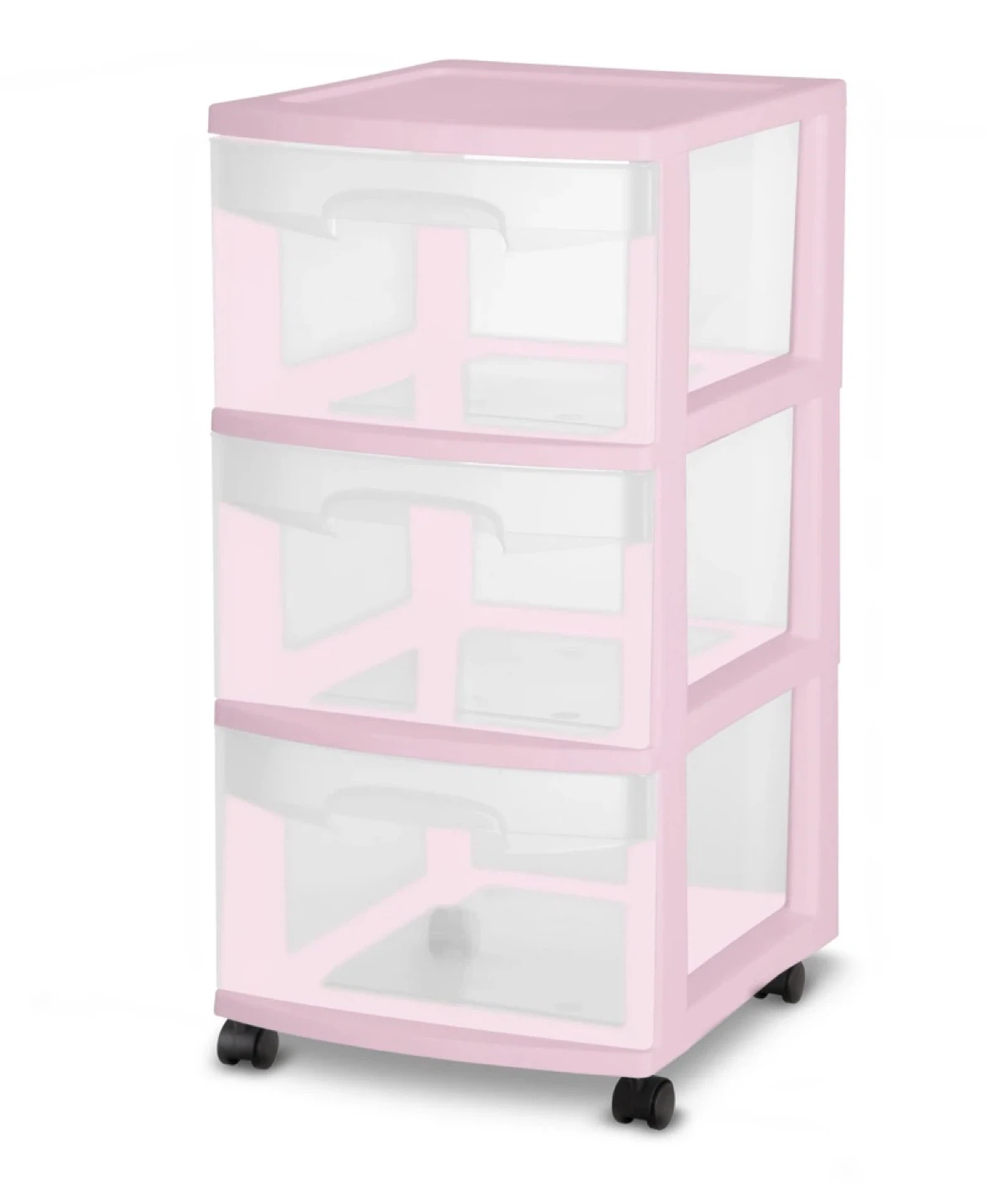 3-Drawer Pink Plastic Storage Cart - photo 2