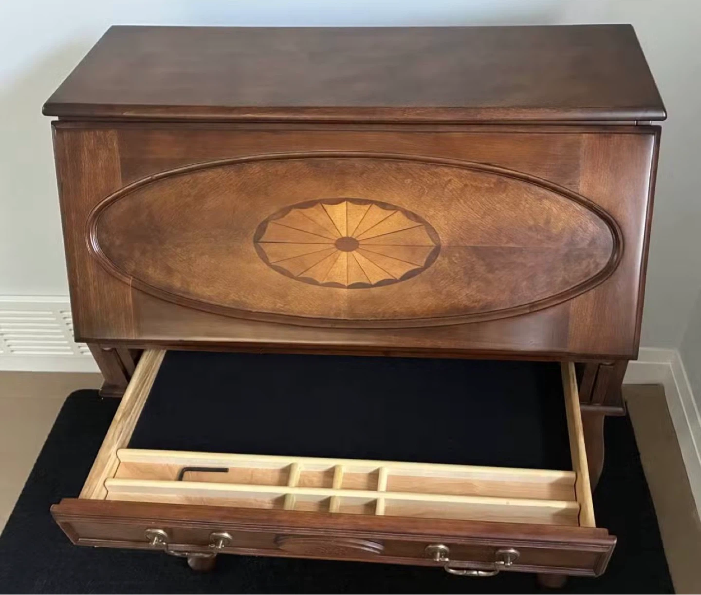 Solid Wood Secretary Desk with Drawer and Compartments - photo 3