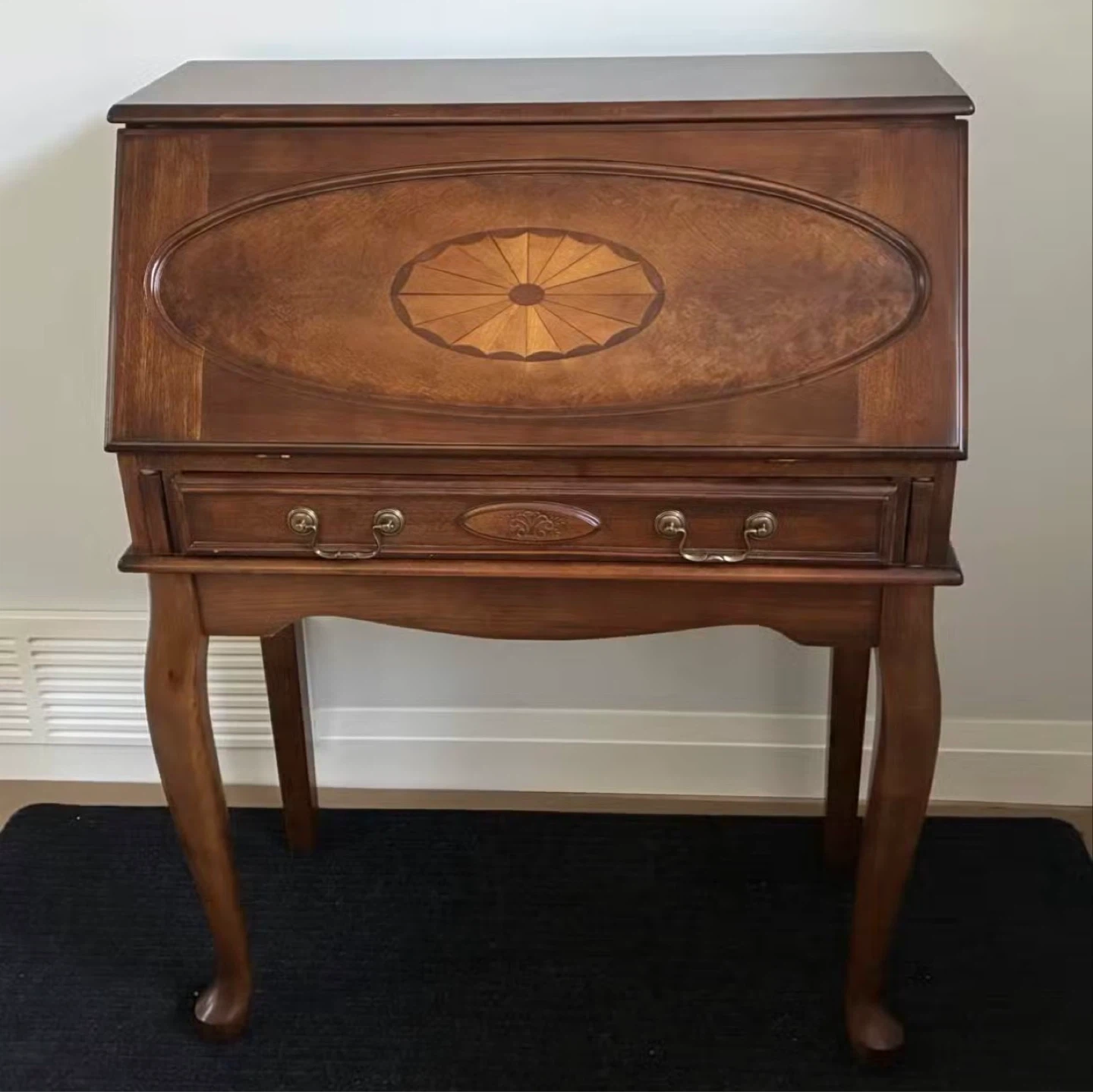 Solid Wood Secretary Desk with Drawer and Compartments