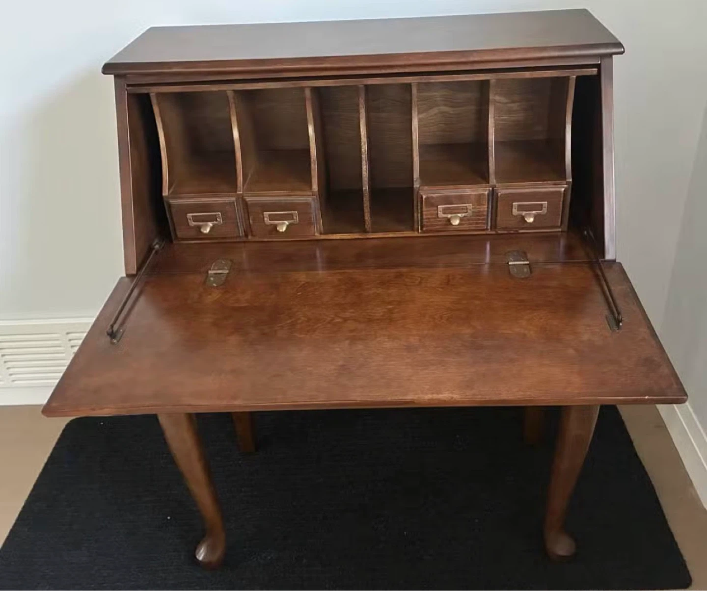 Solid Wood Secretary Desk with Drawer and Compartments - photo 2