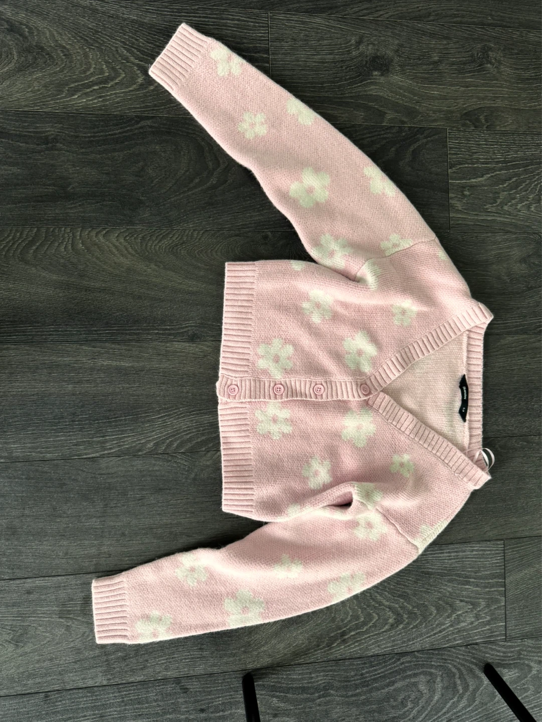 Bluenotes Pink Floral Cardigan Sweater S/P