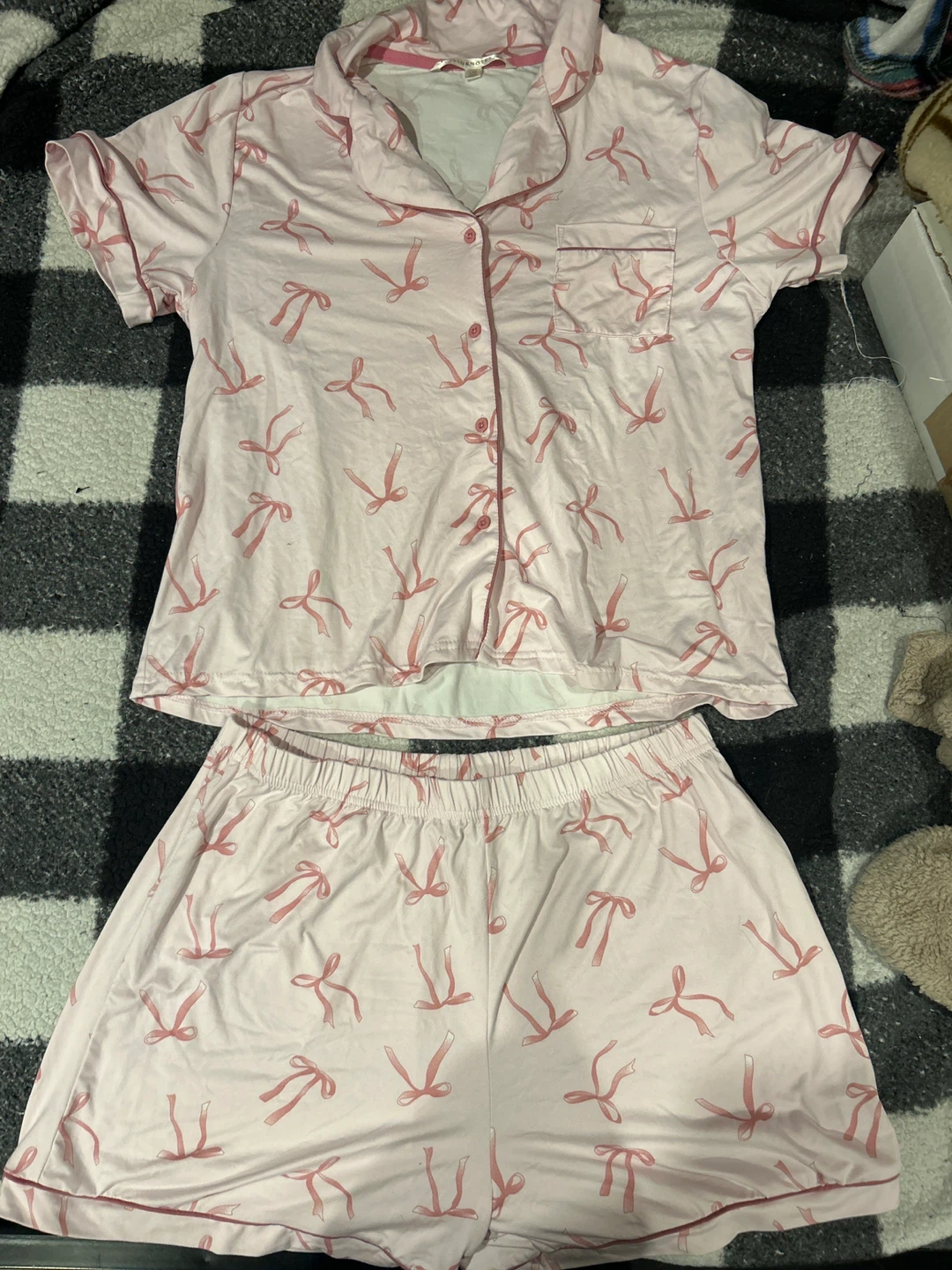 Bluenotes Pink Bow Pajama Set - Large