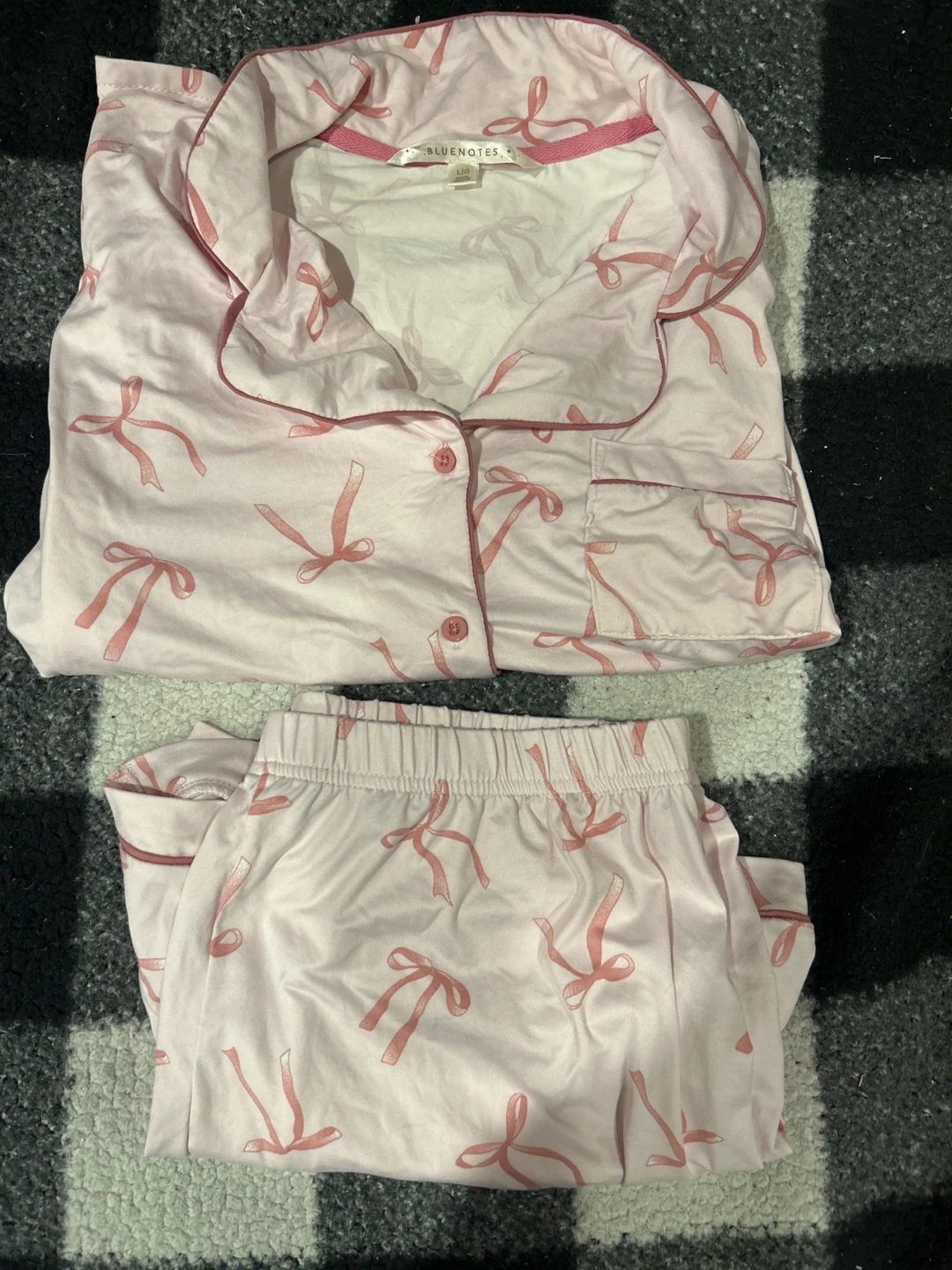 Bluenotes Pink Bow Pajama Set - Large - photo 3