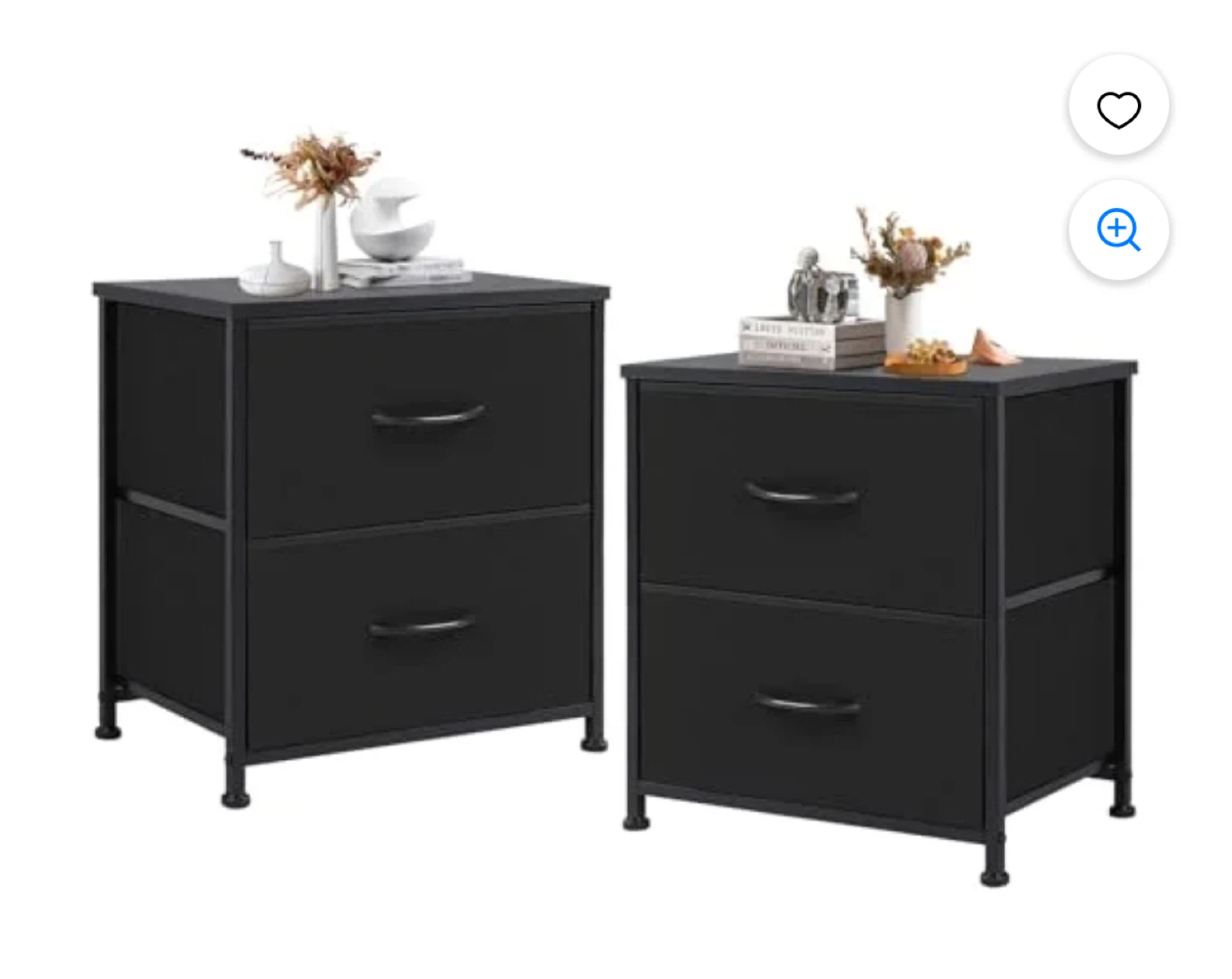 Dark grey 2-Drawer Fabric  bedside drawers