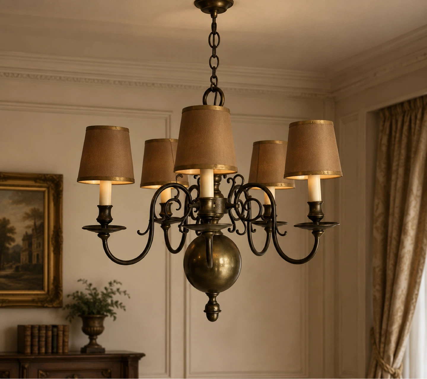 5-Light Chandelier with Drum Shades