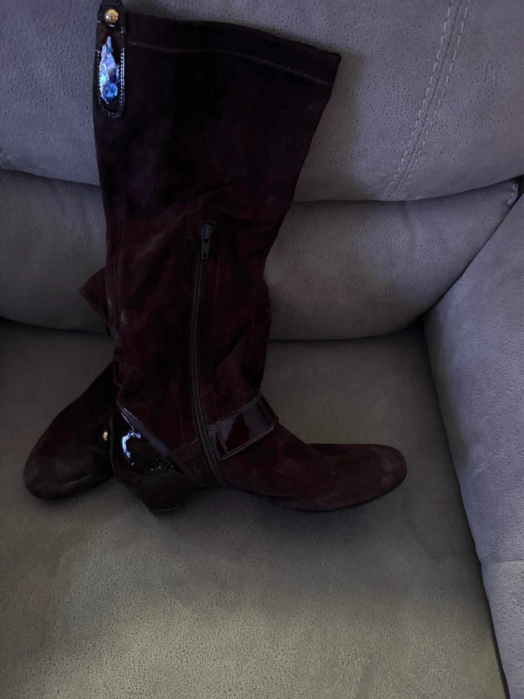 Women's Brown Suede Knee-High Boots Size 38.5 - photo 2