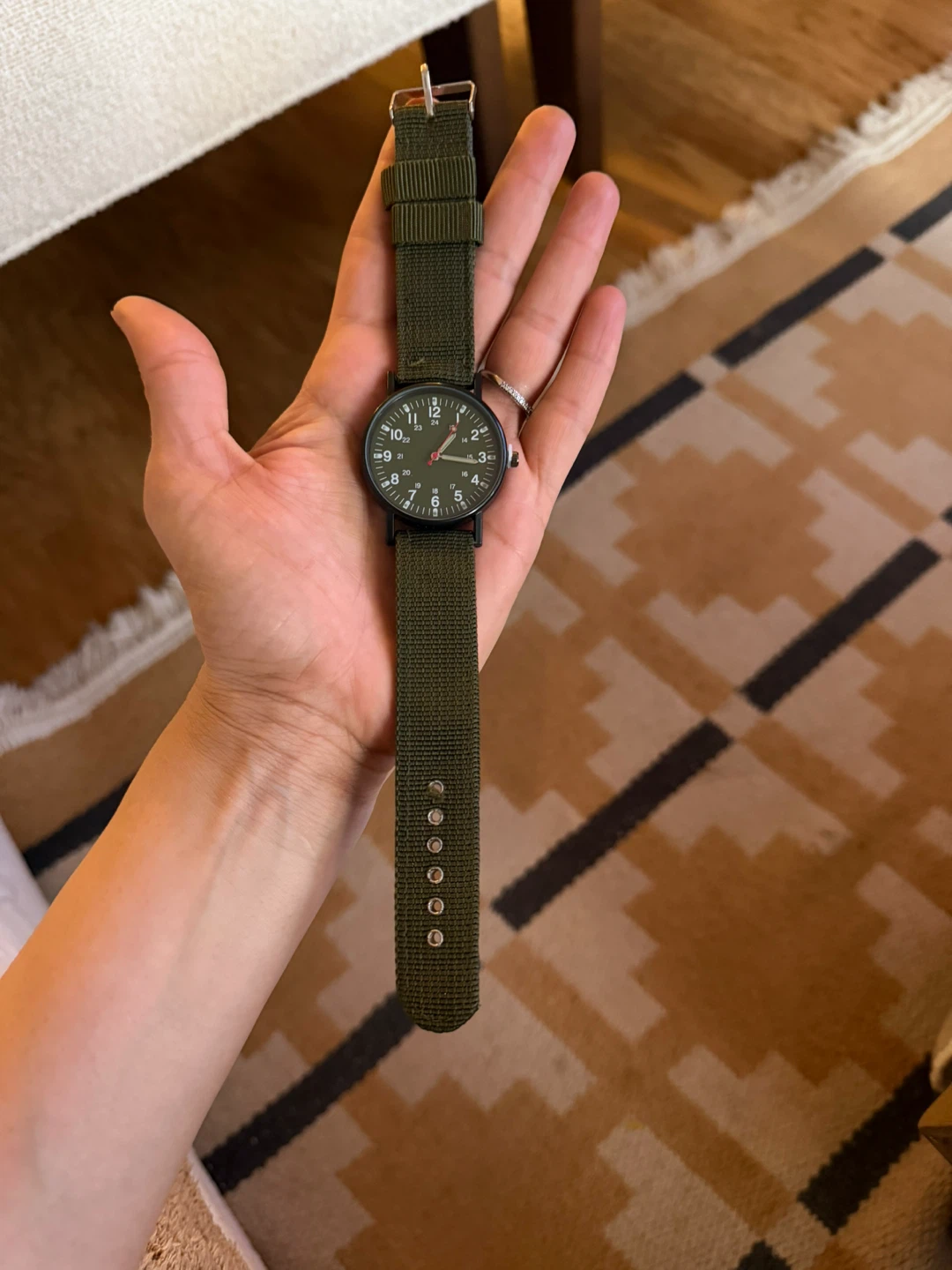 Olive Green Canvas Strap Watch - photo 2