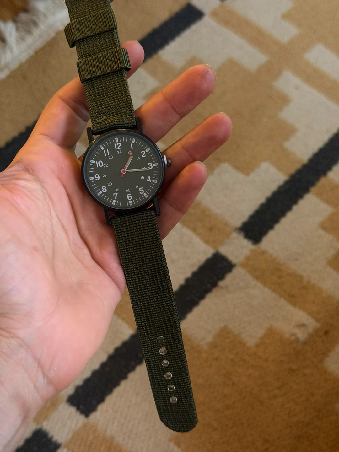 Olive Green Canvas Strap Watch
