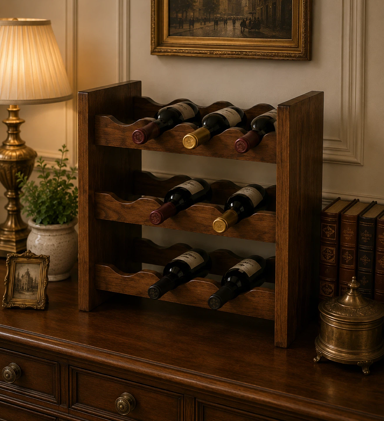 Wooden 12-Bottle Wine Rack