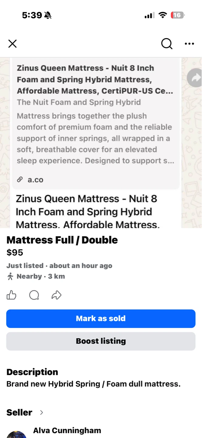 Zinus Queen Mattress - Nuit 8 Inch Hybrid Full/Double
