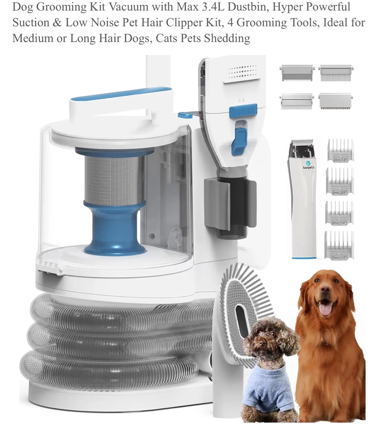 Pet Grooming Vacuum and Hair Clipper Kit D34