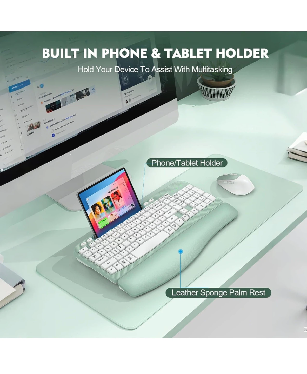 Wireless Keyboard and Mouse Combo with Padded Wrist Rest - photo 4