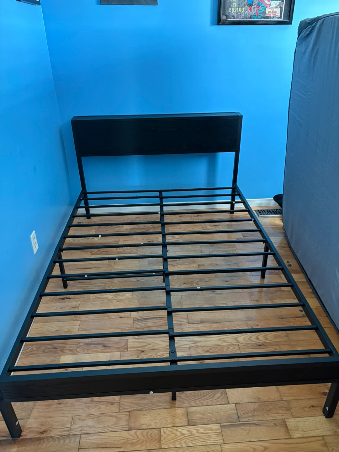 Black Metal Bed Frame with Headboard