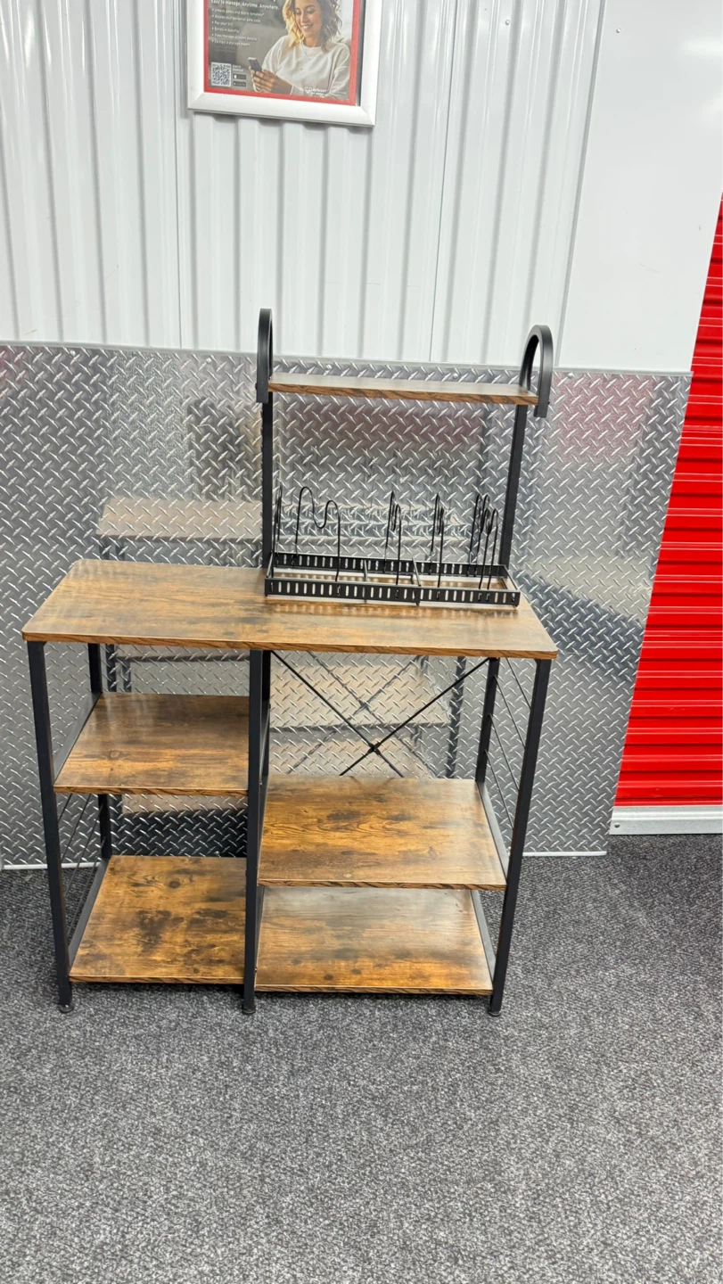 Rustic Wood and Metal Bakers Rack