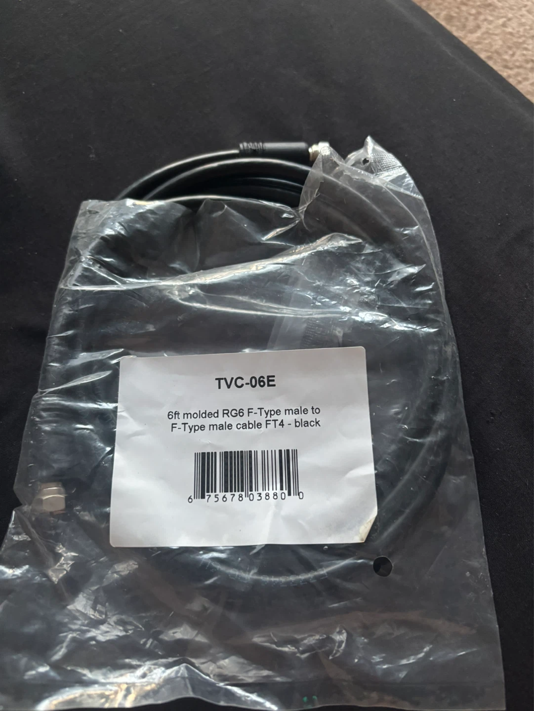 6ft RG6 F-Type Male to F-Type Male Cable - Black