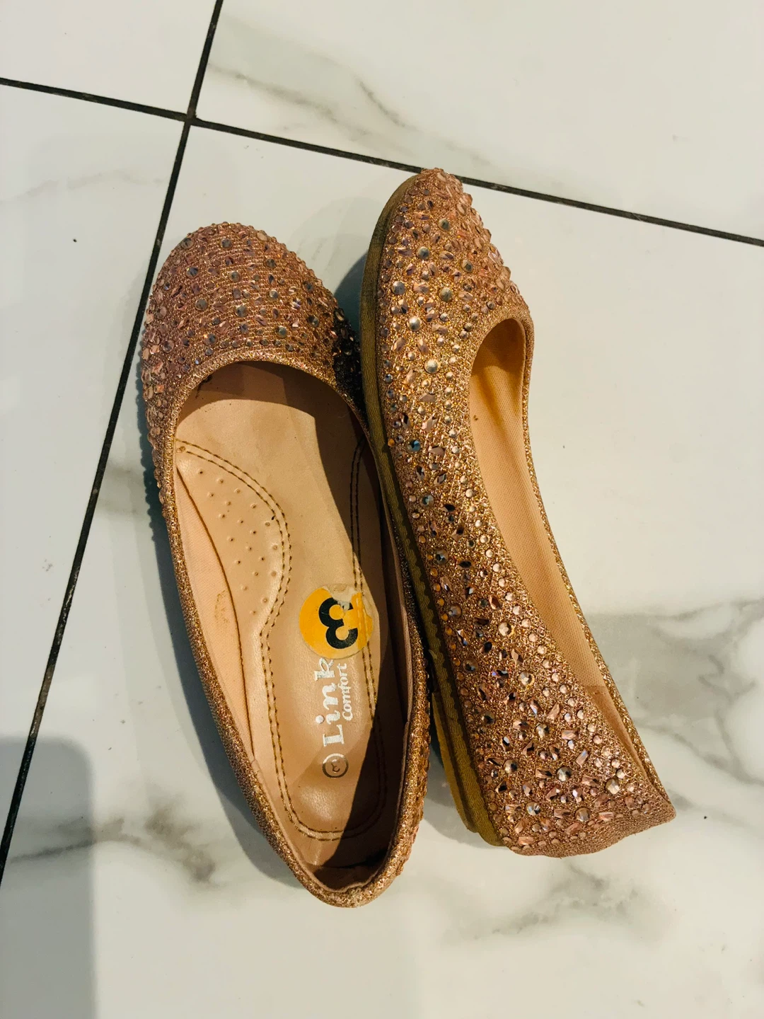Link Comfort Rose Gold Sparkly Ballet Flats Size 3 - photo 2