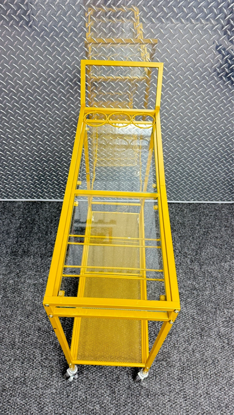 Yellow Bar Cart with Glass Shelves - photo 3