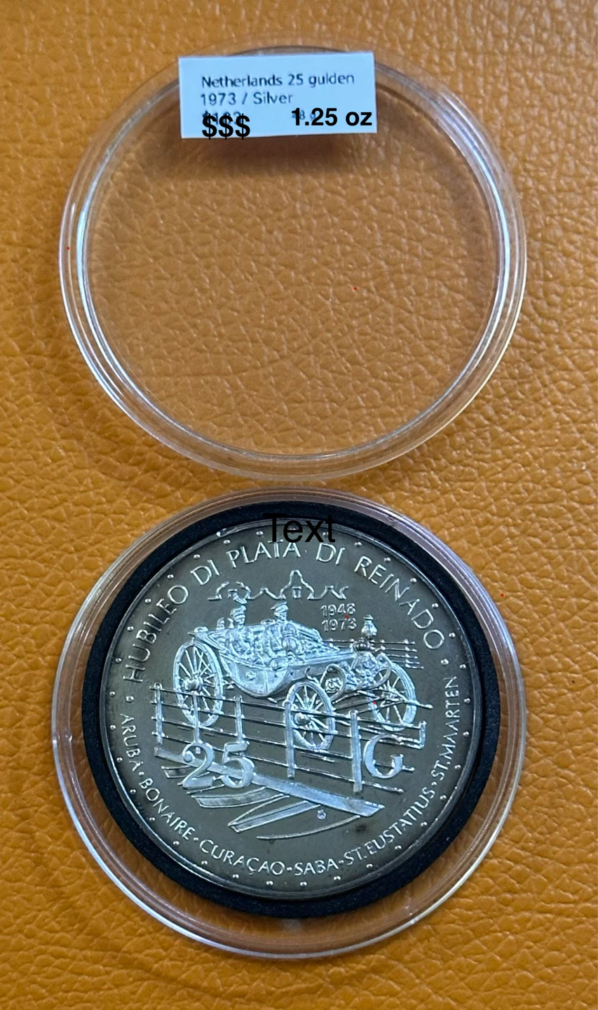 Netherlands Antilles 25 Gulden Silver Coin 1973 - photo 2
