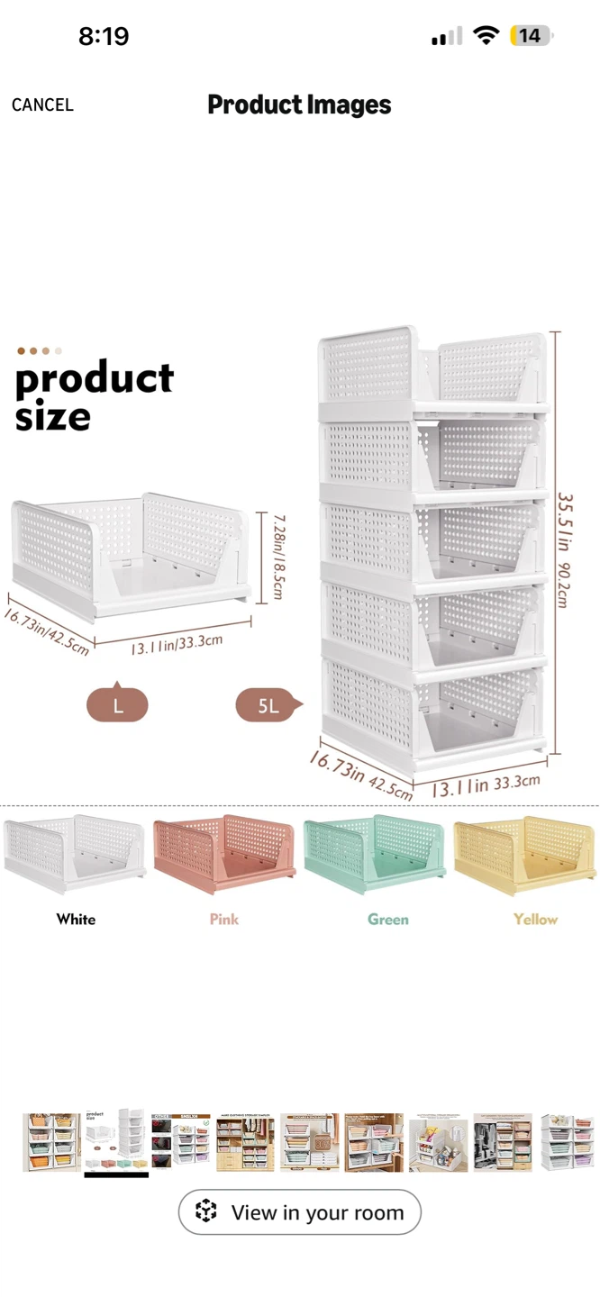 BNIB. Stackable Storage Bins with Lids - 5 Pack - photo 2