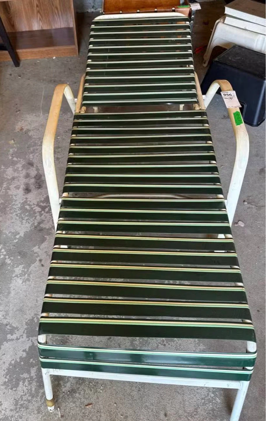 Vintage Striped Chaise Lounge Chair