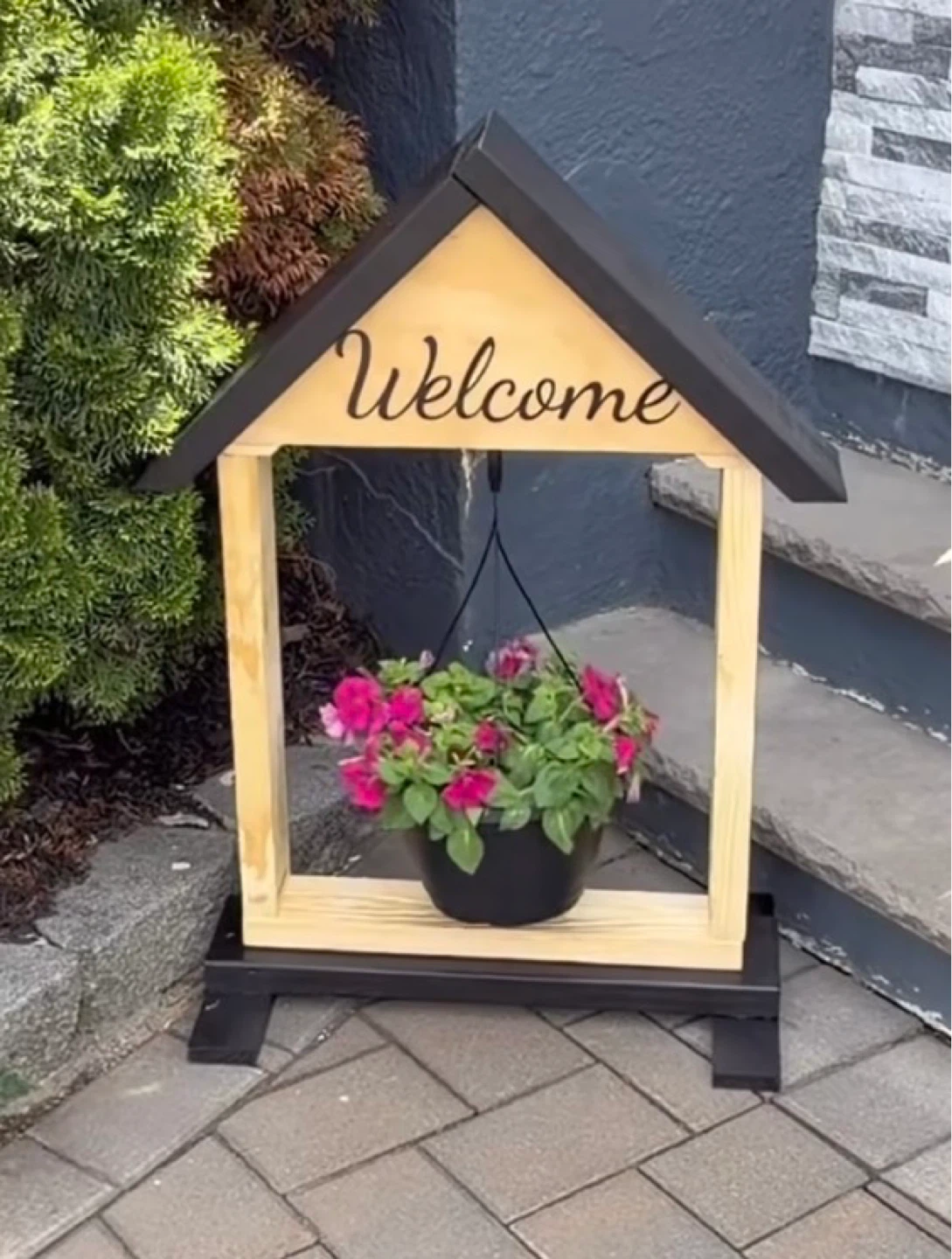Handmade Wooden Welcome Plant Hanger