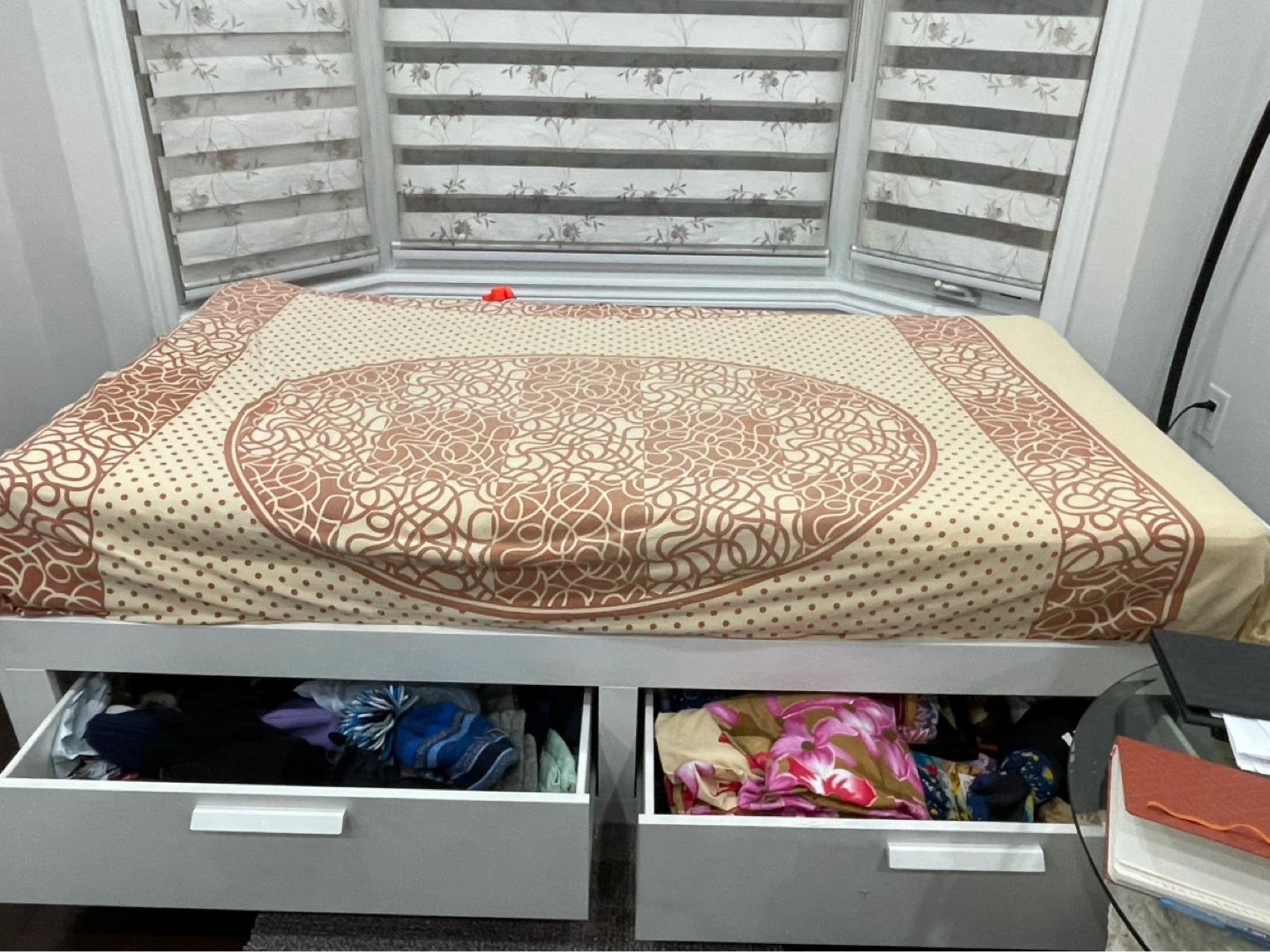 White Twin Bed Frame with Storage Drawers - photo 3