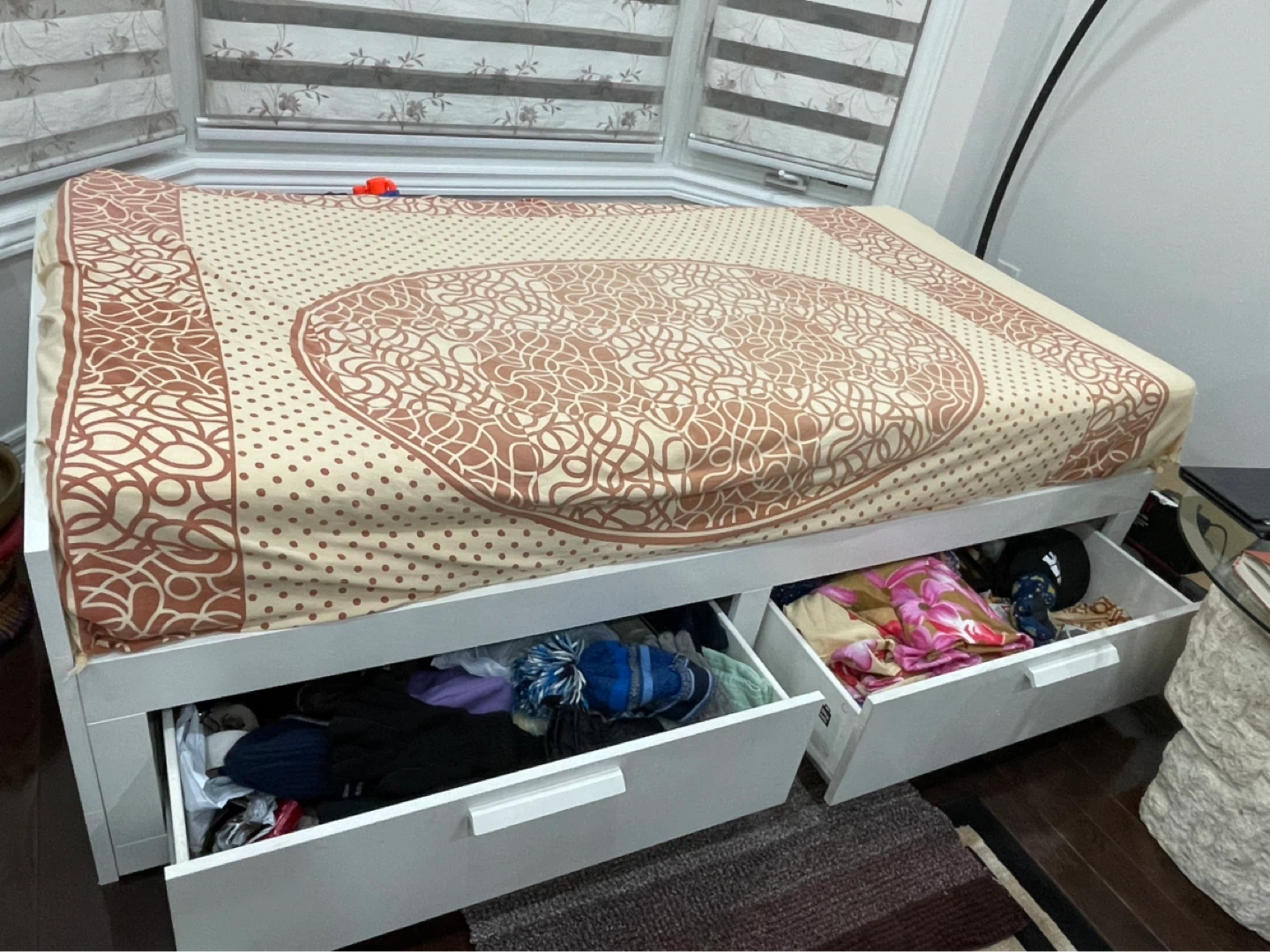 White Twin Bed Frame with Storage Drawers - photo 2