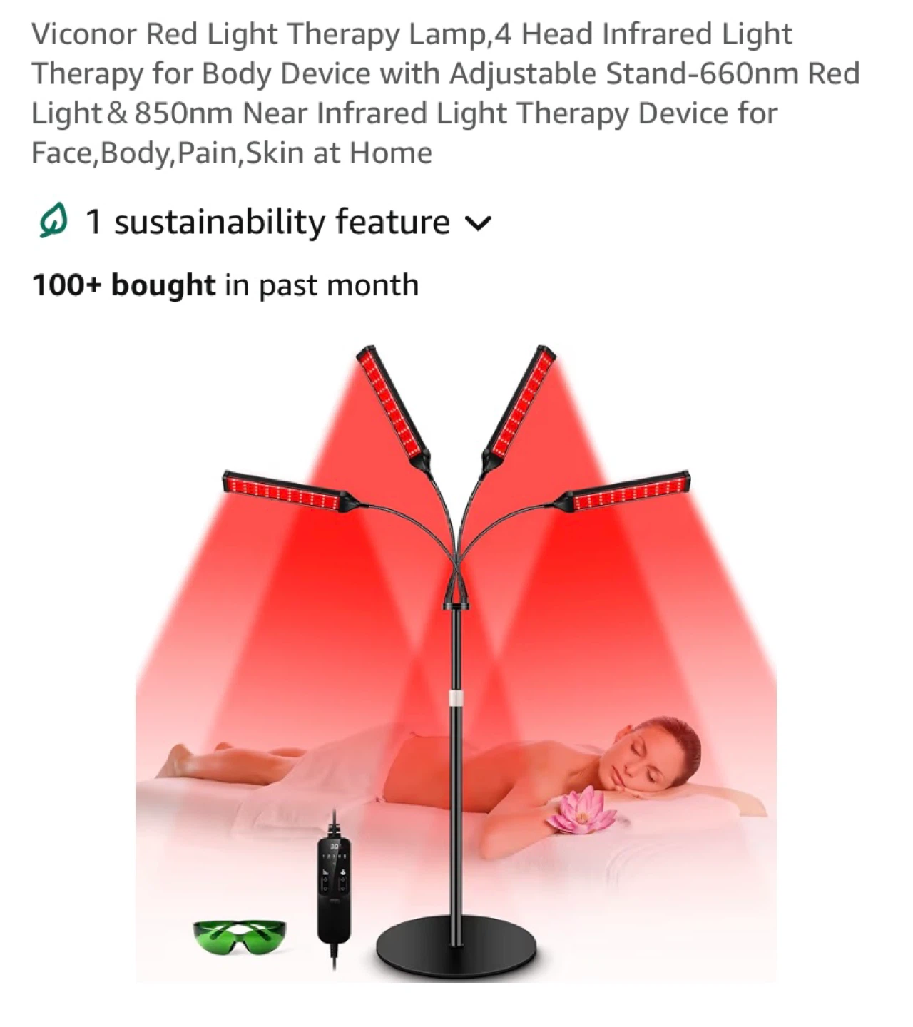 New Viconor Red Light Therapy Lamp 4 Head Infrared Light