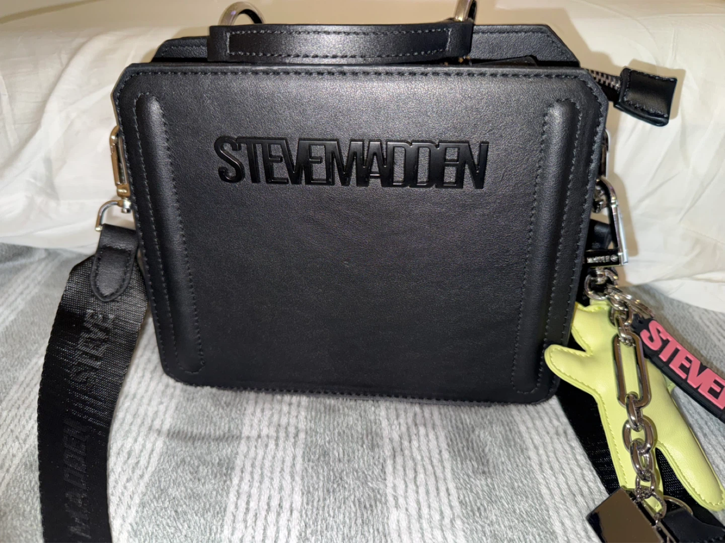 Steve Madden Black Crossbody Bag with Bear Charm