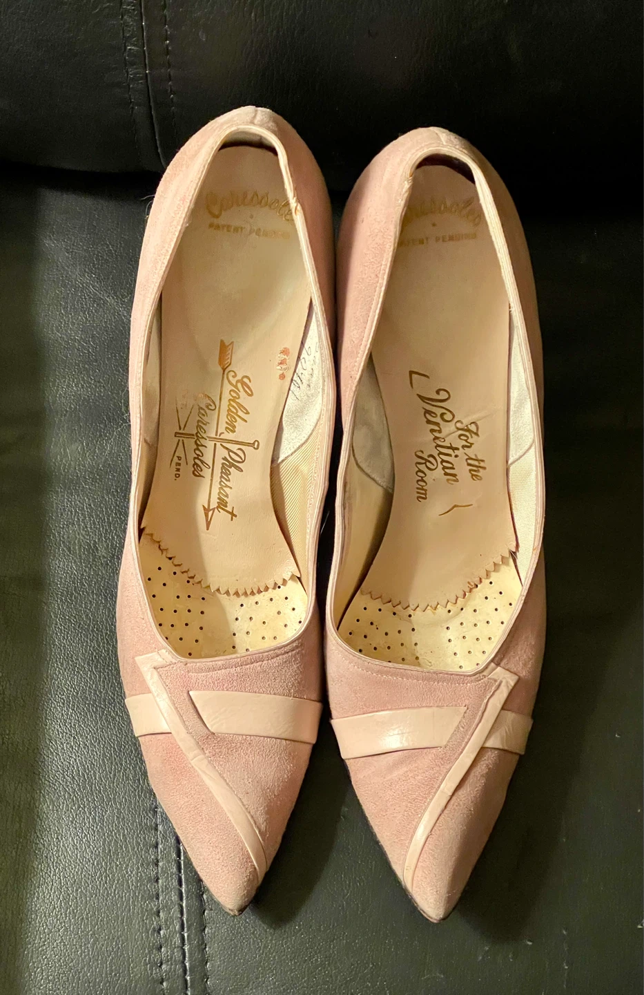 Vintage 1950s Pink Suede Heels
