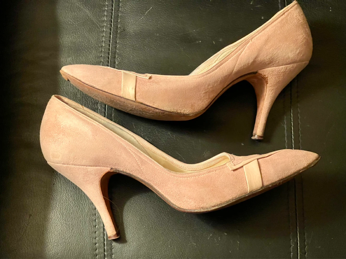 Vintage 1950s Pink Suede Heels - photo 2