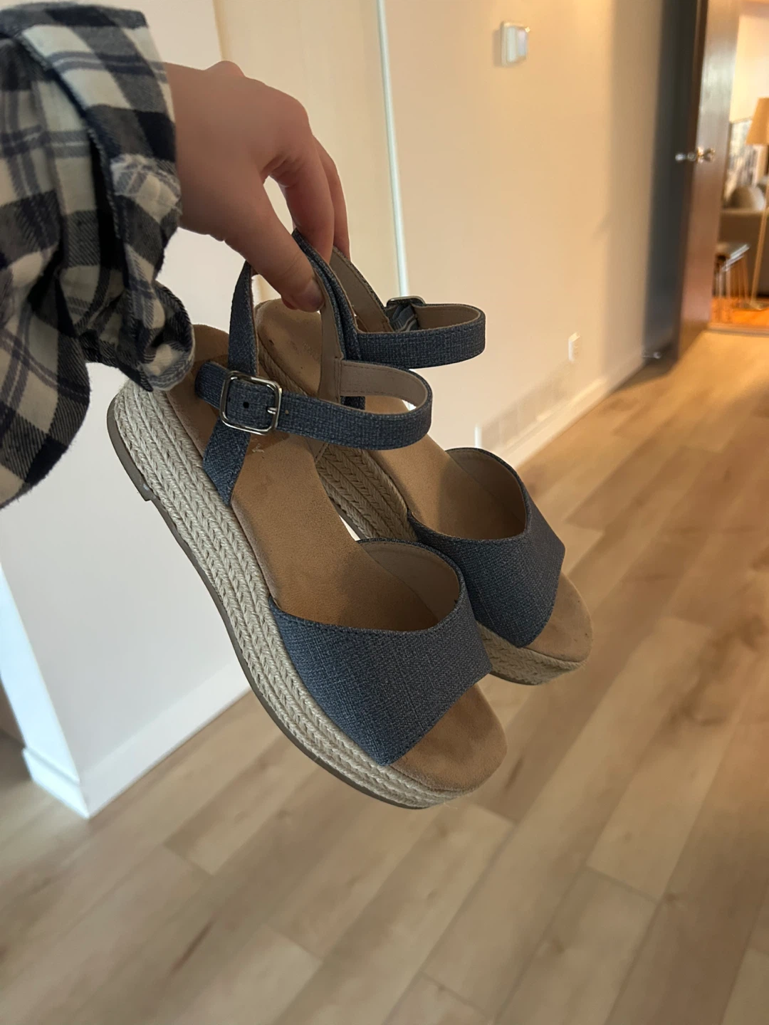 Blue Wedge Sandals