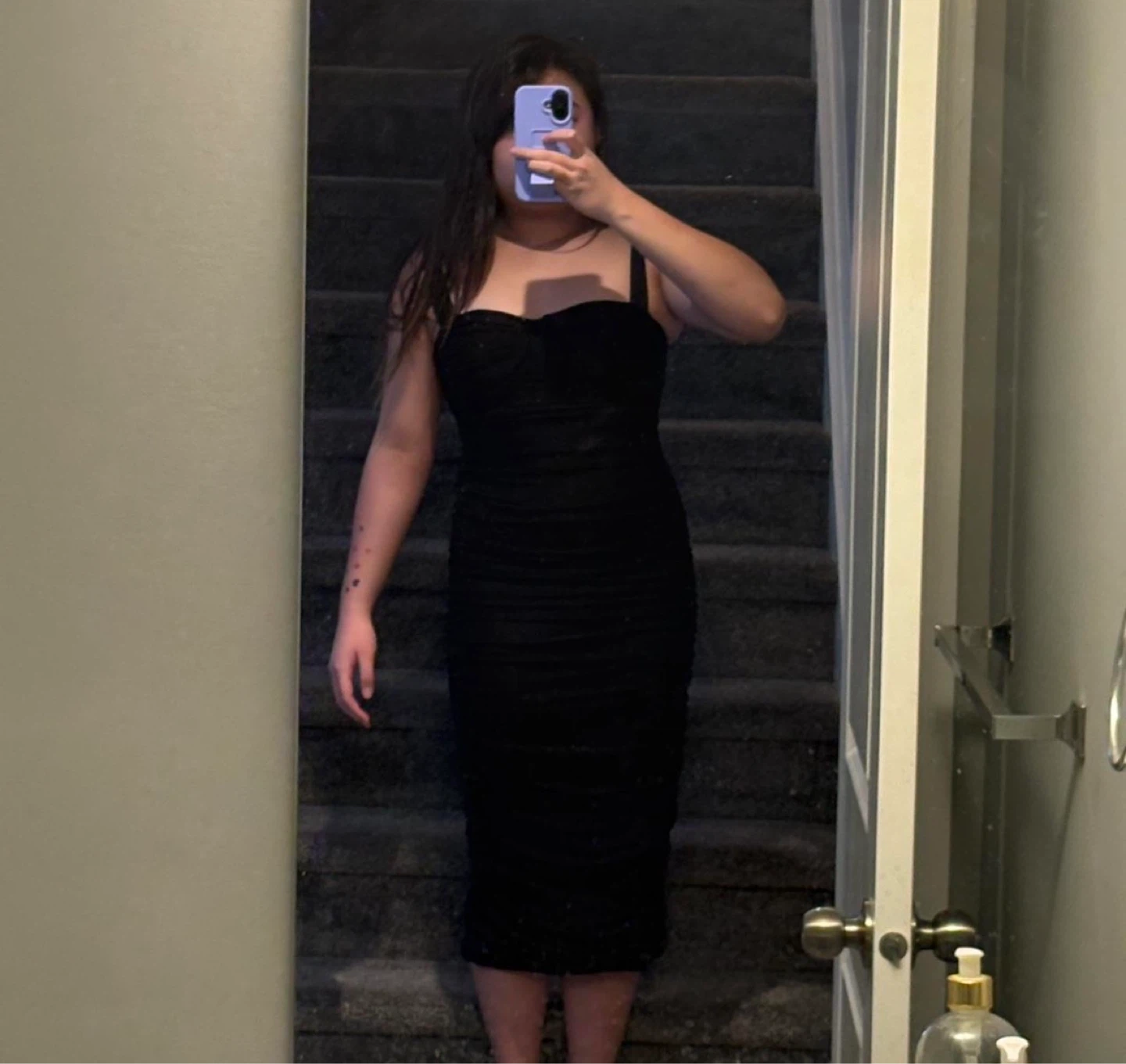Black Ruched Strapless Bodycon Dress - photo 2