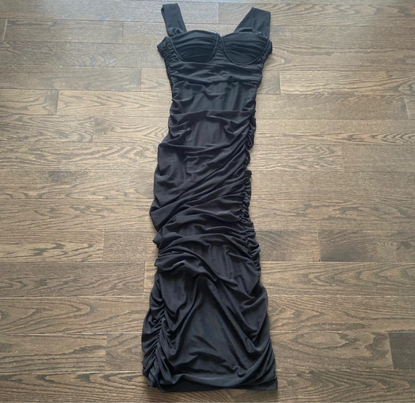 Black Ruched Strapless Bodycon Dress - photo 3