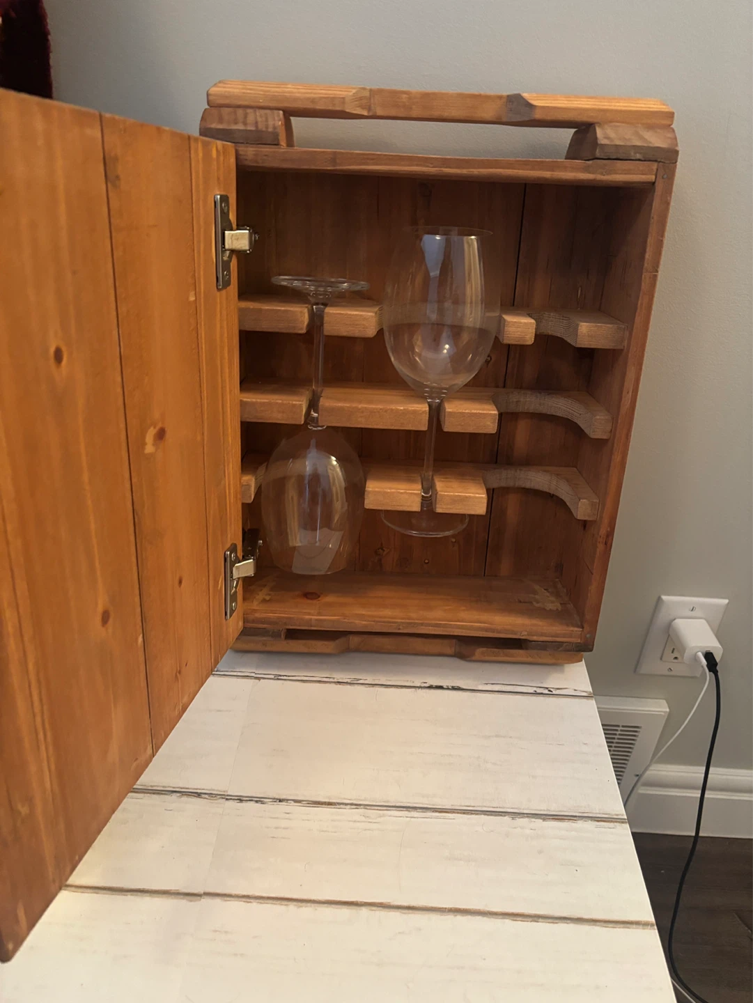 HANDMADE Wooden Wall Mounted Wine Glass Holder - photo 2