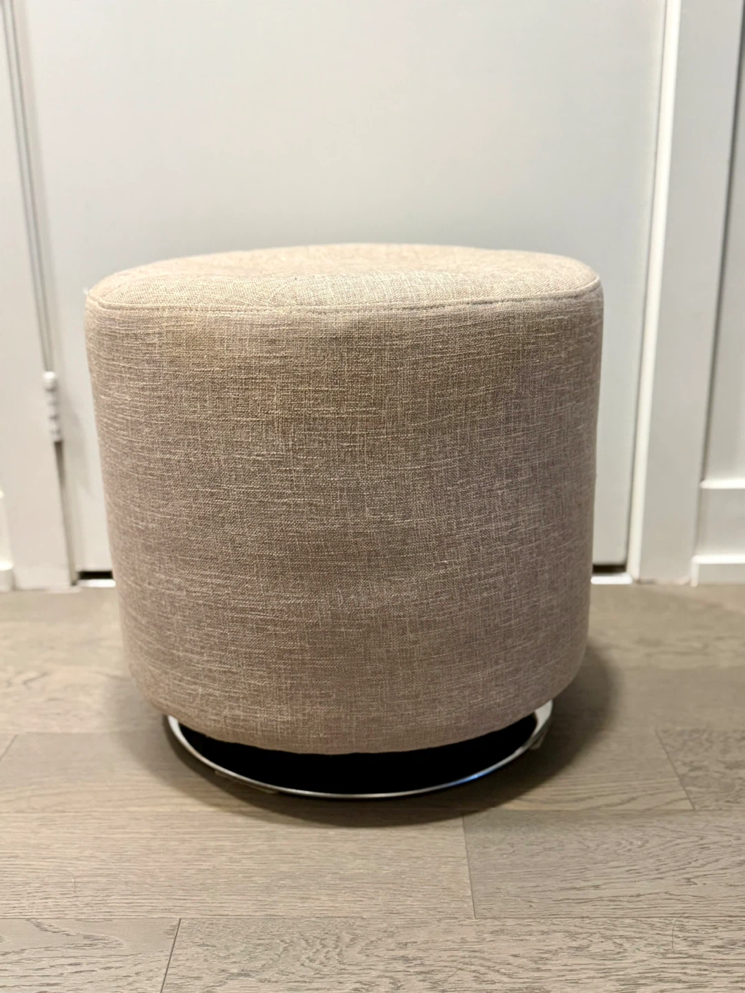 Beige Round Fabric Ottoman Footstool - photo 2