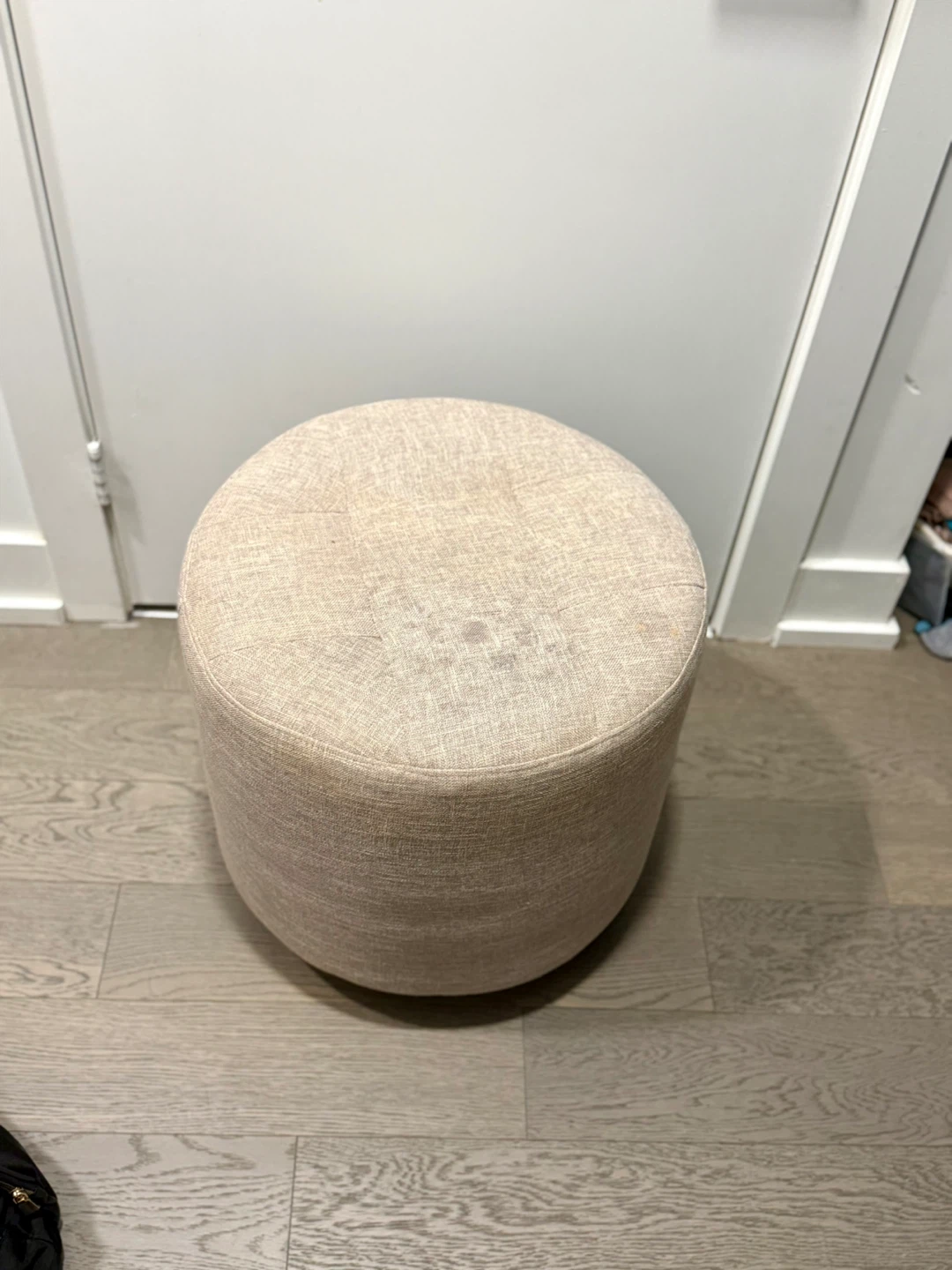 Beige Round Fabric Ottoman Footstool - photo 3
