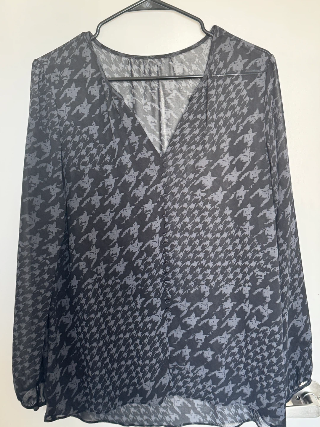 Black and Grey Houndstooth Blouse - photo 2