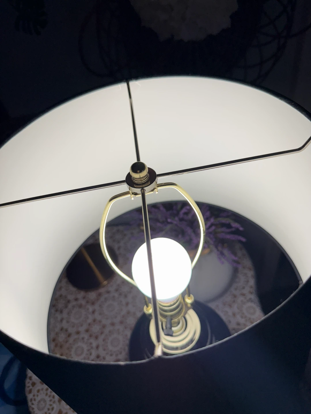 Pair of Black Ginger Jar Table Lamps with Floral Design - photo 3